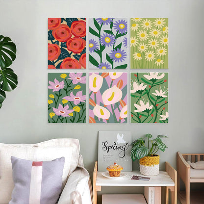 Mini Paint by Numbers Kit - Blooming Patterns ｜6 Canvas Panels