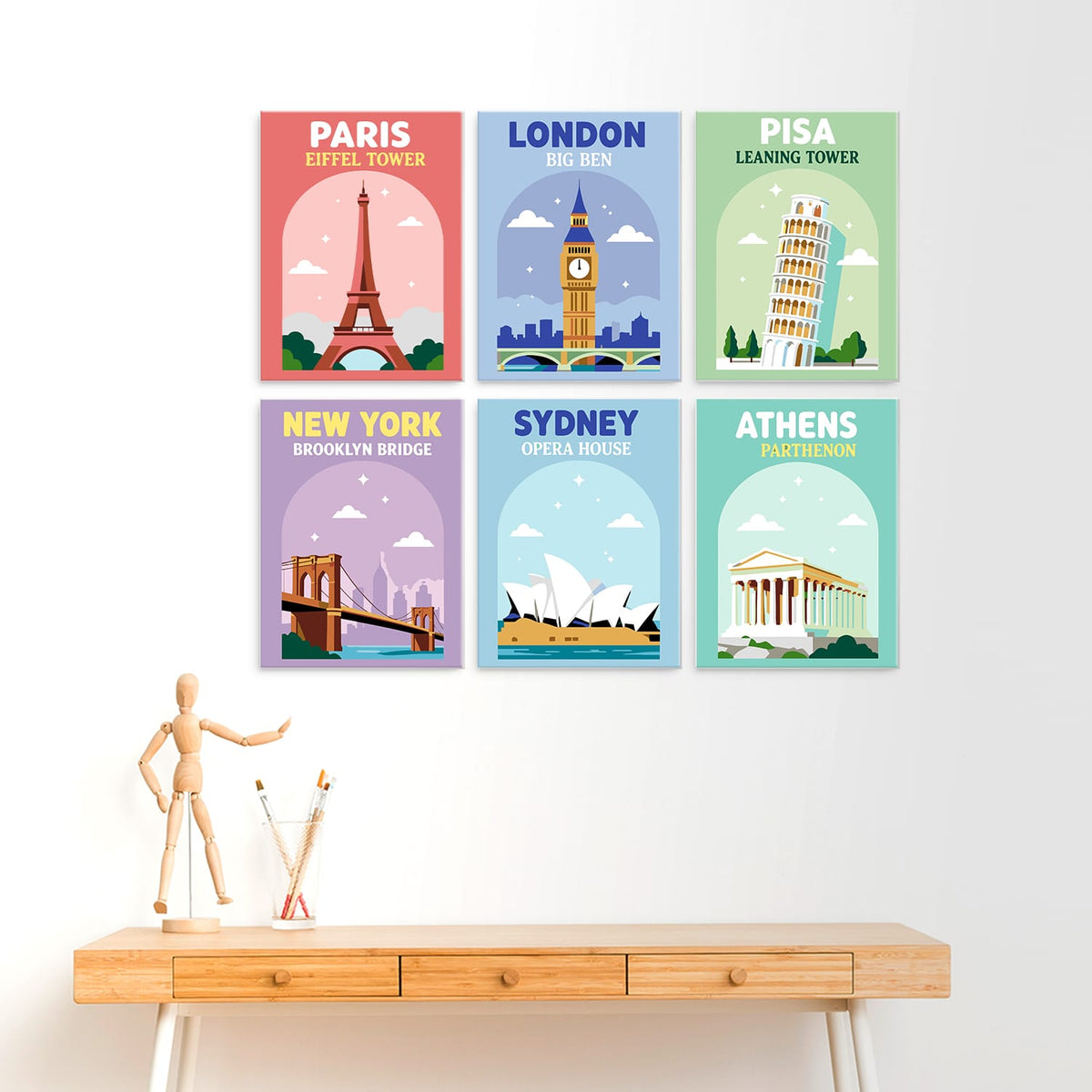 Mini Paint by Numbers Kit - Around the World ｜6 Canvas Panels