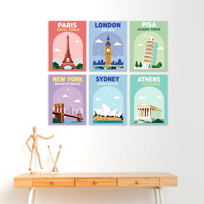 Mini Paint by Numbers Kit - Around the World ｜6 Canvas Panels