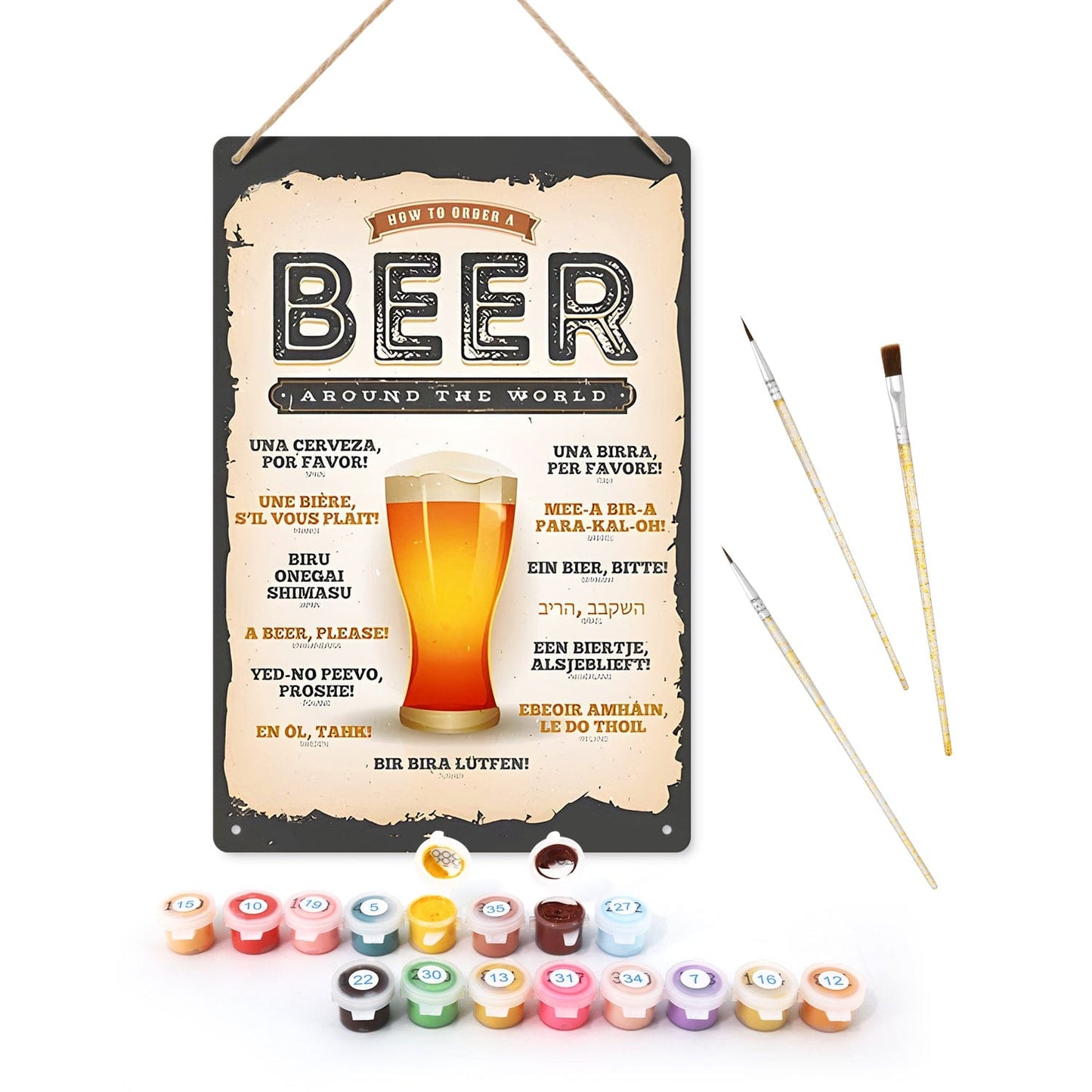 ColourMost™ Metal Bar/Posters Art Paint By Numbers- Beer Please! #01（20x30cm /7.8"x11.8"）