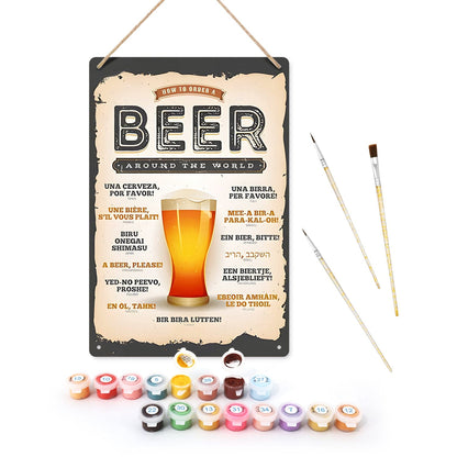 ColourMost™ Metal Bar/Posters Art Paint By Numbers- Beer Please! #01（20x30cm /7.8"x11.8"）