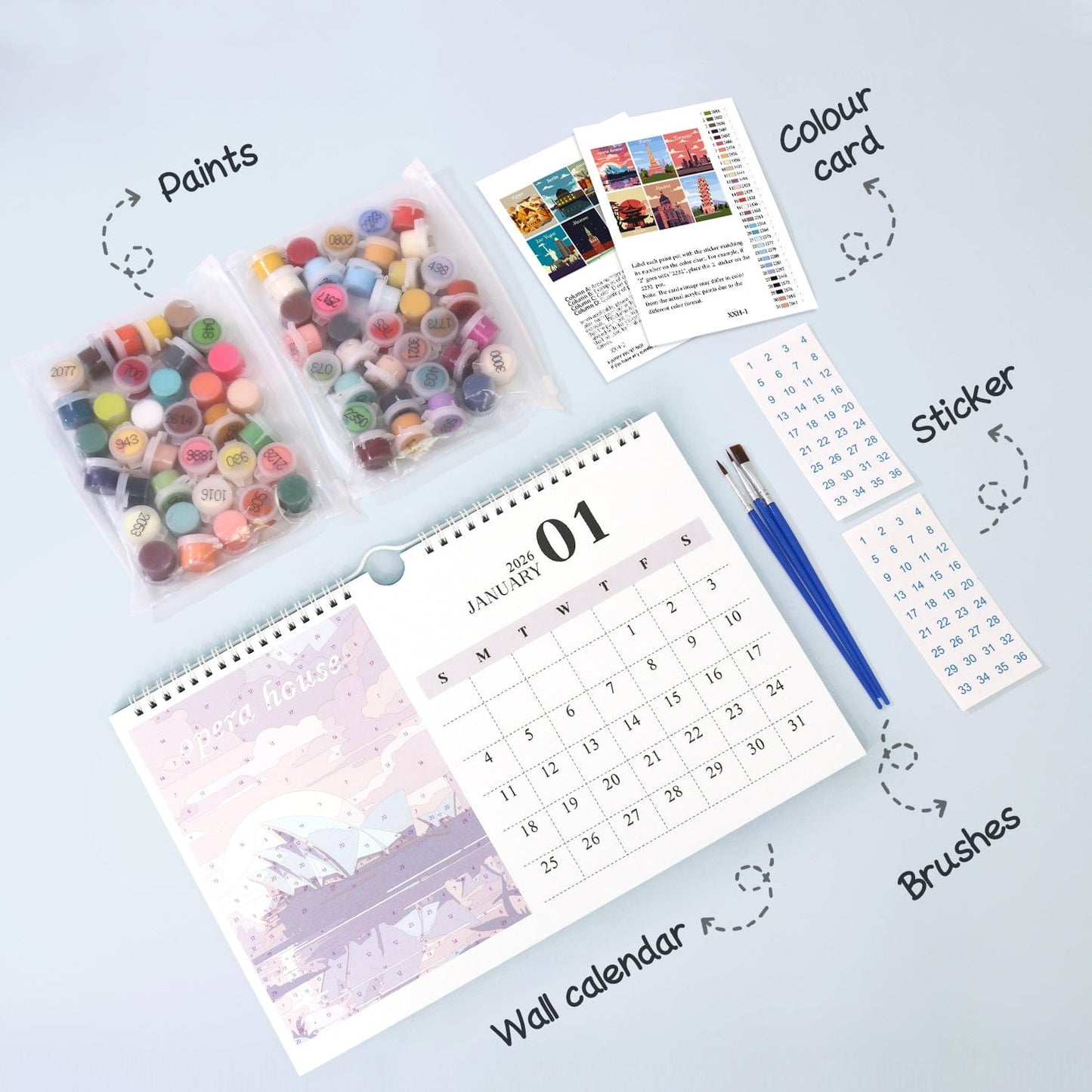 ColourMost™ 2026 Calendar Series – World Scenic Spots / Animal Series /Paint by Numbers(28.3cm x 21cm)