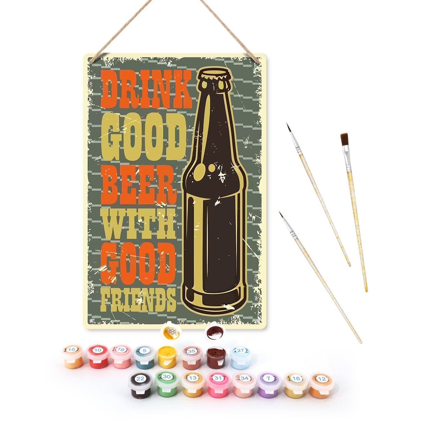 ColourMost™ Metal Bar/Posters Art Paint By Numbers- Good Beer & Great Company #11 (20x30cm /7.8"x11.8"）