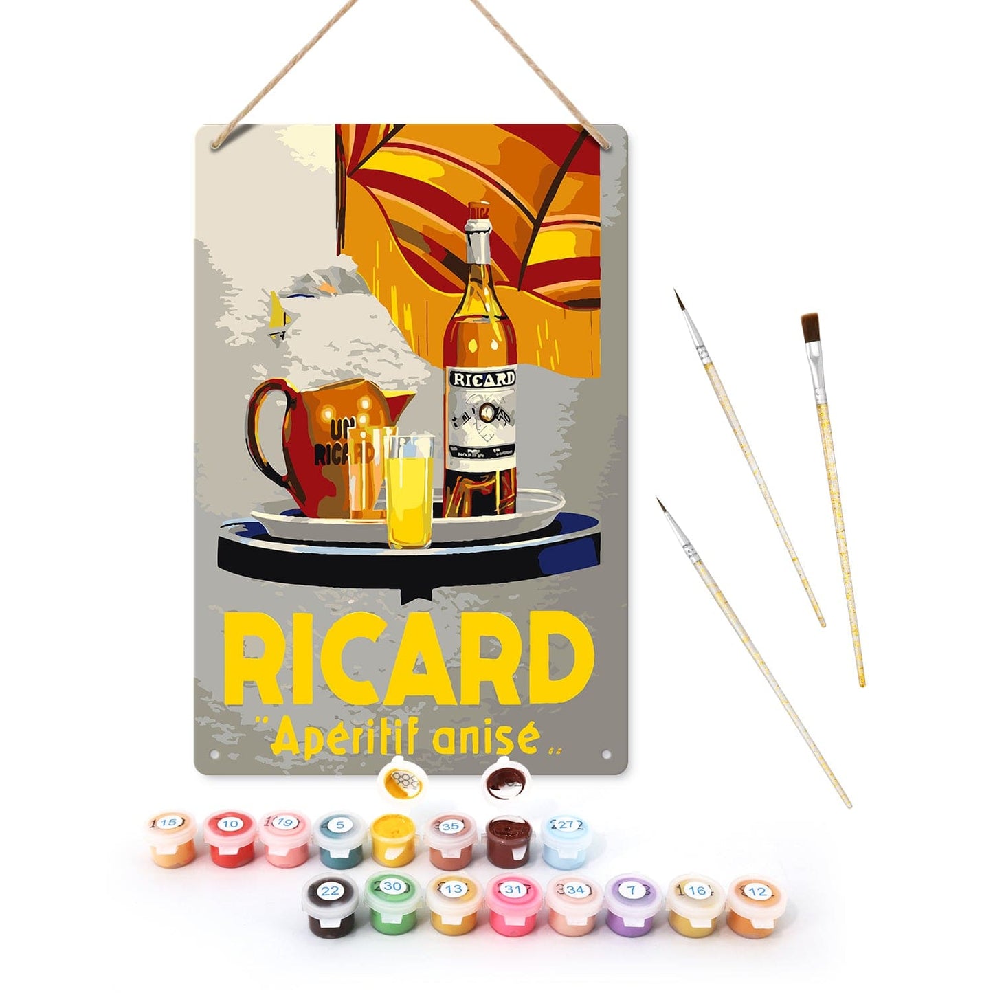 ColourMost™ Metal Bar/Posters Art Paint By Numbers- Ricard Apéritif Anisé #17 (20x30cm /7.8"x11.8"）