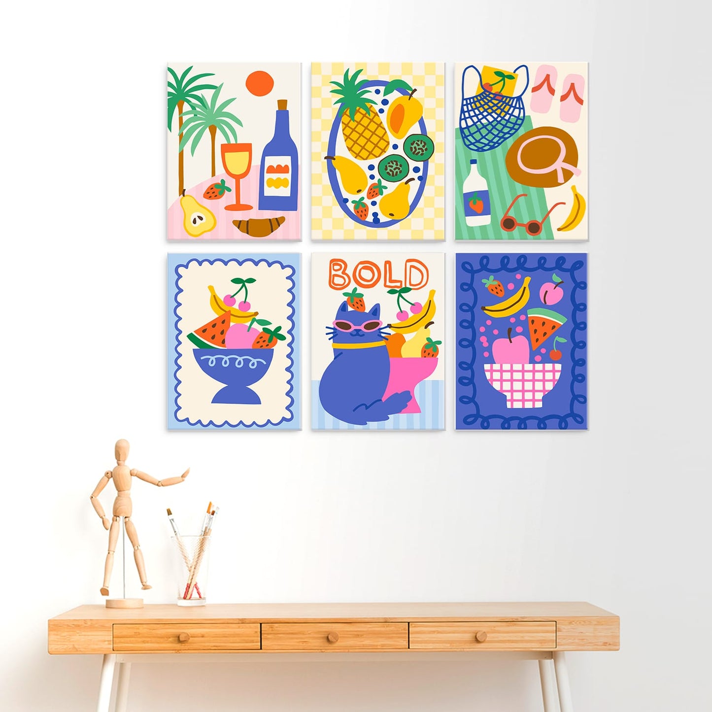 Mini Paint by Numbers Kit - Fruit & Fun ｜6 Canvas Panels