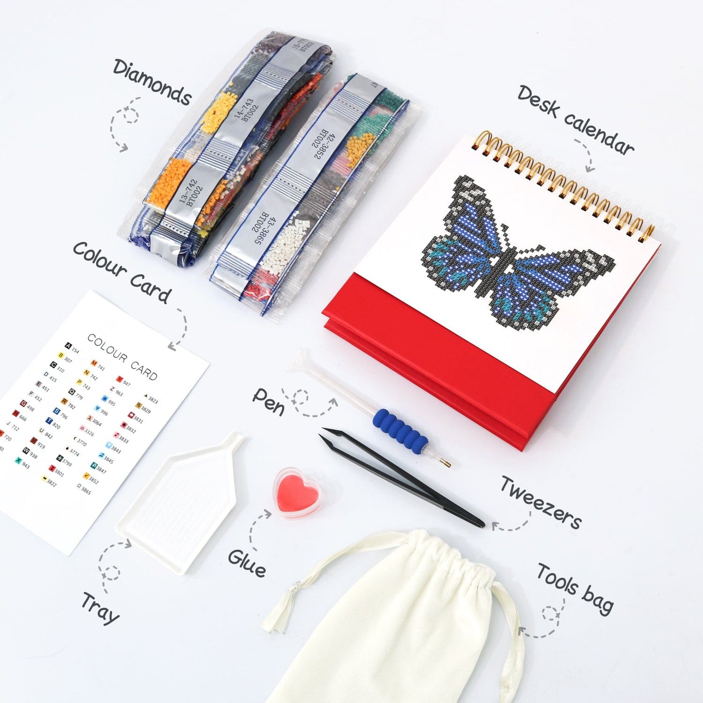 ColourMost™ 2026 Desk Calendar Series – Butterflies /Diamond Painting(17cm x 15cm)