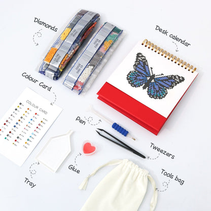 ColourMost™ 2026 Desk Calendar Series – Butterflies /Diamond Painting(17cm x 15cm)