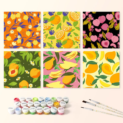 Mini Paint by Numbers Kit - Fruitful Blooms ｜6 Canvas Panels