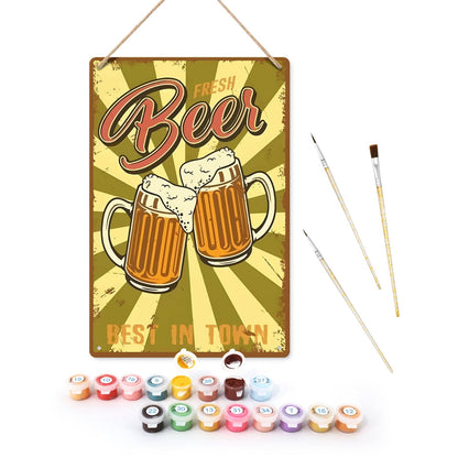 ColourMost™ Metal Bar/Posters Art Paint By Numbers- Cheers to Fresh Beer #10 (20x30cm /7.8"x11.8"）