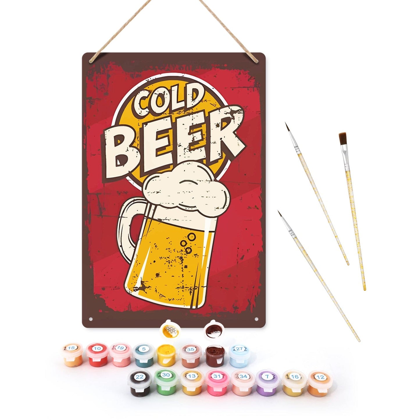ColourMost™ Metal Bar/Posters Art Paint By Numbers- Cold Beer Classic  #06(20x30cm /7.8"x11.8"）