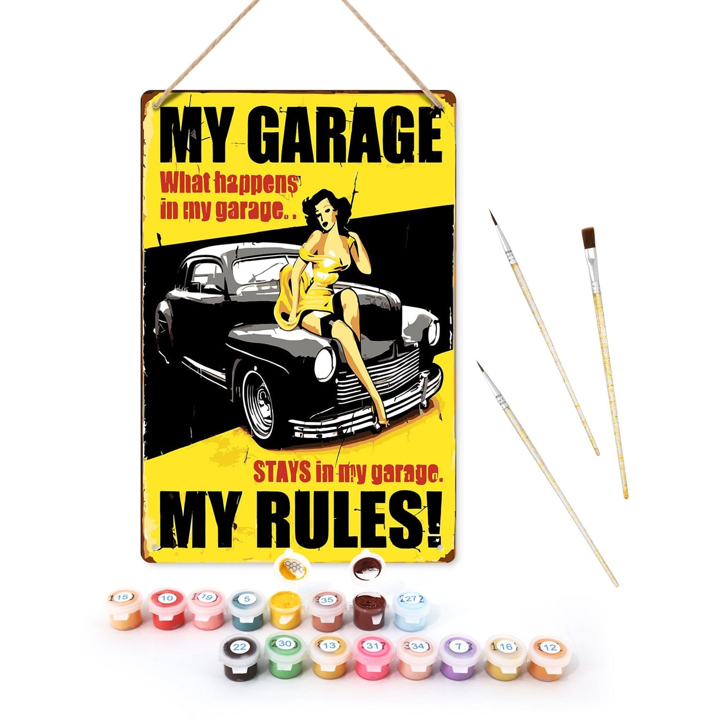 ColourMost™ Metal Bar/Posters Art Paint By Numbers- My Garage, My Rules #16 (20x30cm /7.8"x11.8"）