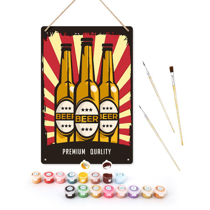 ColourMost™ Metal Bar/Posters Art Paint By Numbers- Premium Beer Trio #2 (20x30cm /7.8"x11.8"）