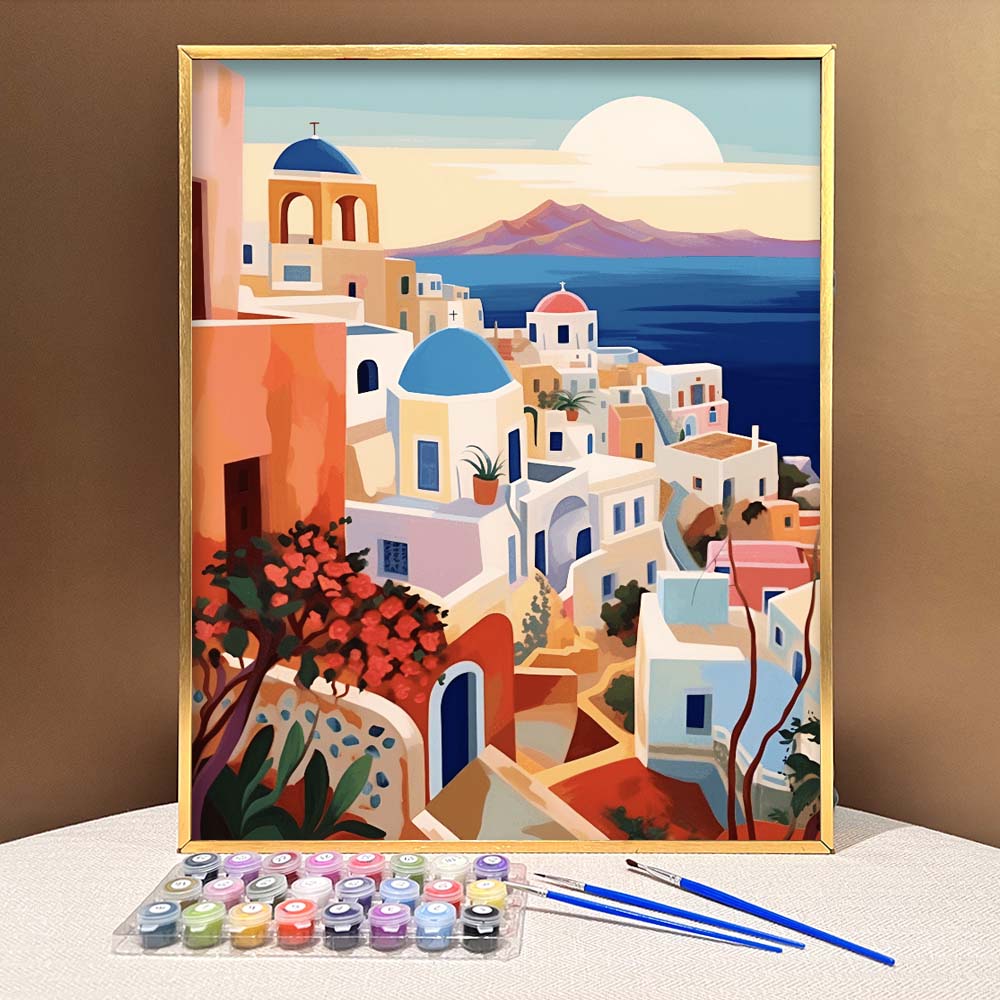 "Santorini, Greece" Series by ColourMost™ #03 - 'Aeonia' | Original Paint by Numbers (16"x20" / 40x50cm) | Also ship to UK, CA, AU, and NZ