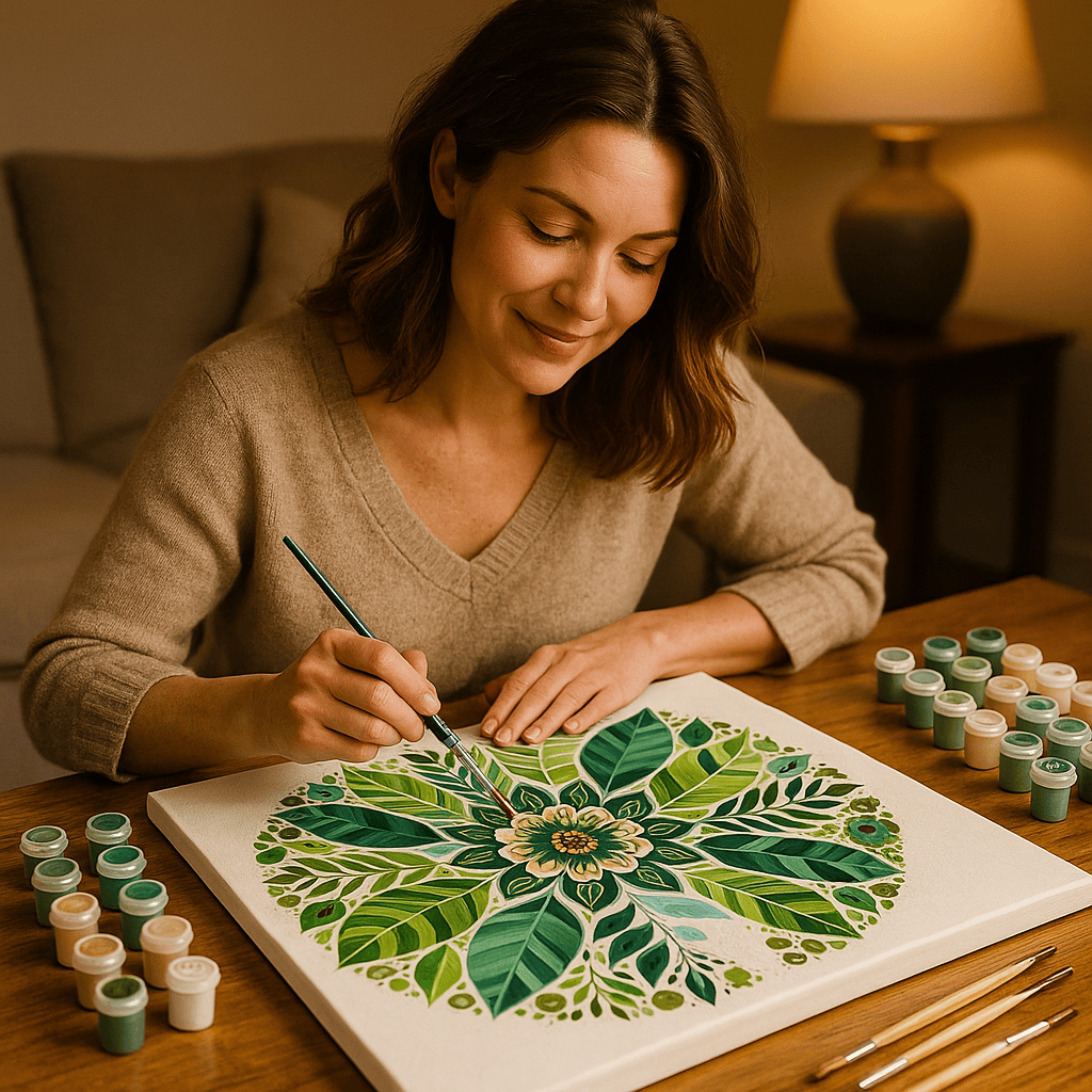 "Serenity Mandalas" Series - Botanical P12#29 | Original Paint by Numbers (40×40cm)