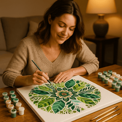 "Serenity Mandalas" Series - Botanical P12#29 | Original Paint by Numbers (40×40cm)