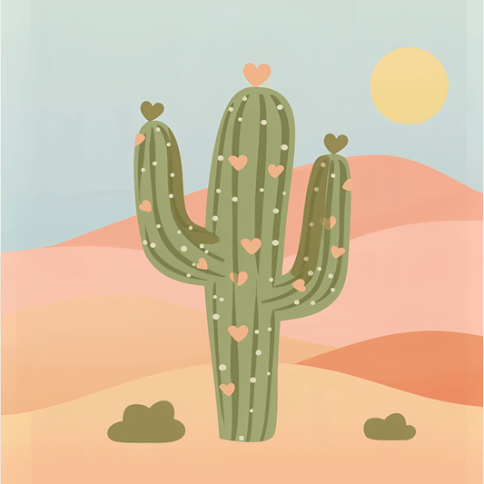 ColourMost™ Mini Paint by Numbers Series #12: 'Cactus Love' (8"x8" / 20x20cm)