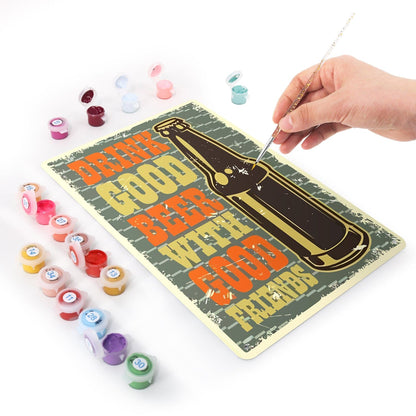 ColourMost™ Metal Bar/Posters Art Paint By Numbers- Good Beer & Great Company #11 (20x30cm /7.8"x11.8"）