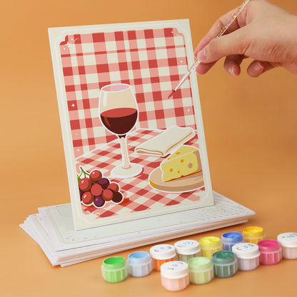 Mini Paint by Numbers Kit - Sip & Chill ｜6 Canvas Panels