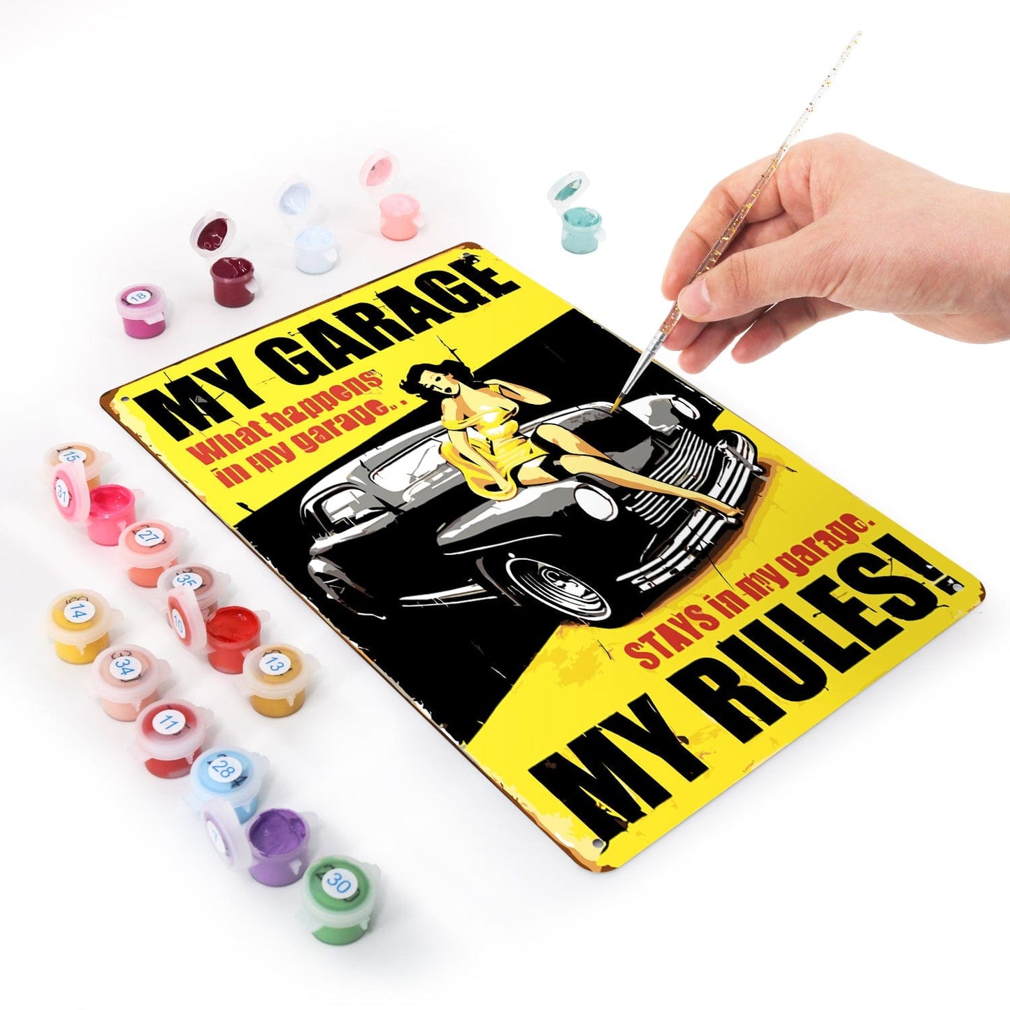 ColourMost™ Metal Bar/Posters Art Paint By Numbers- My Garage, My Rules #16 (20x30cm /7.8"x11.8"）
