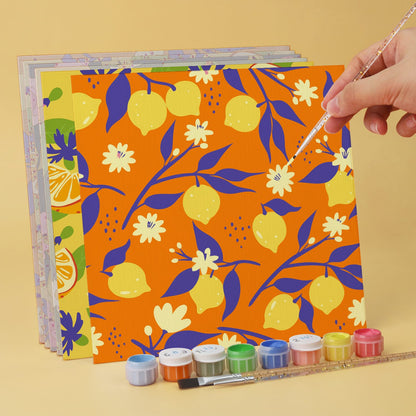 Mini Paint by Numbers Kit - Fruitful Blooms ｜6 Canvas Panels