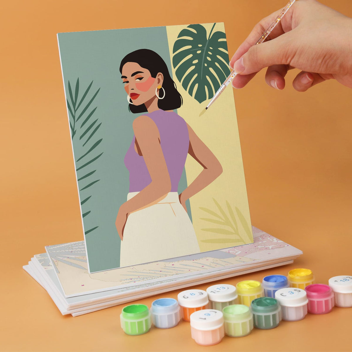 Mini Paint by Numbers Kit – Tropical Muse | 6 Canvas Panels