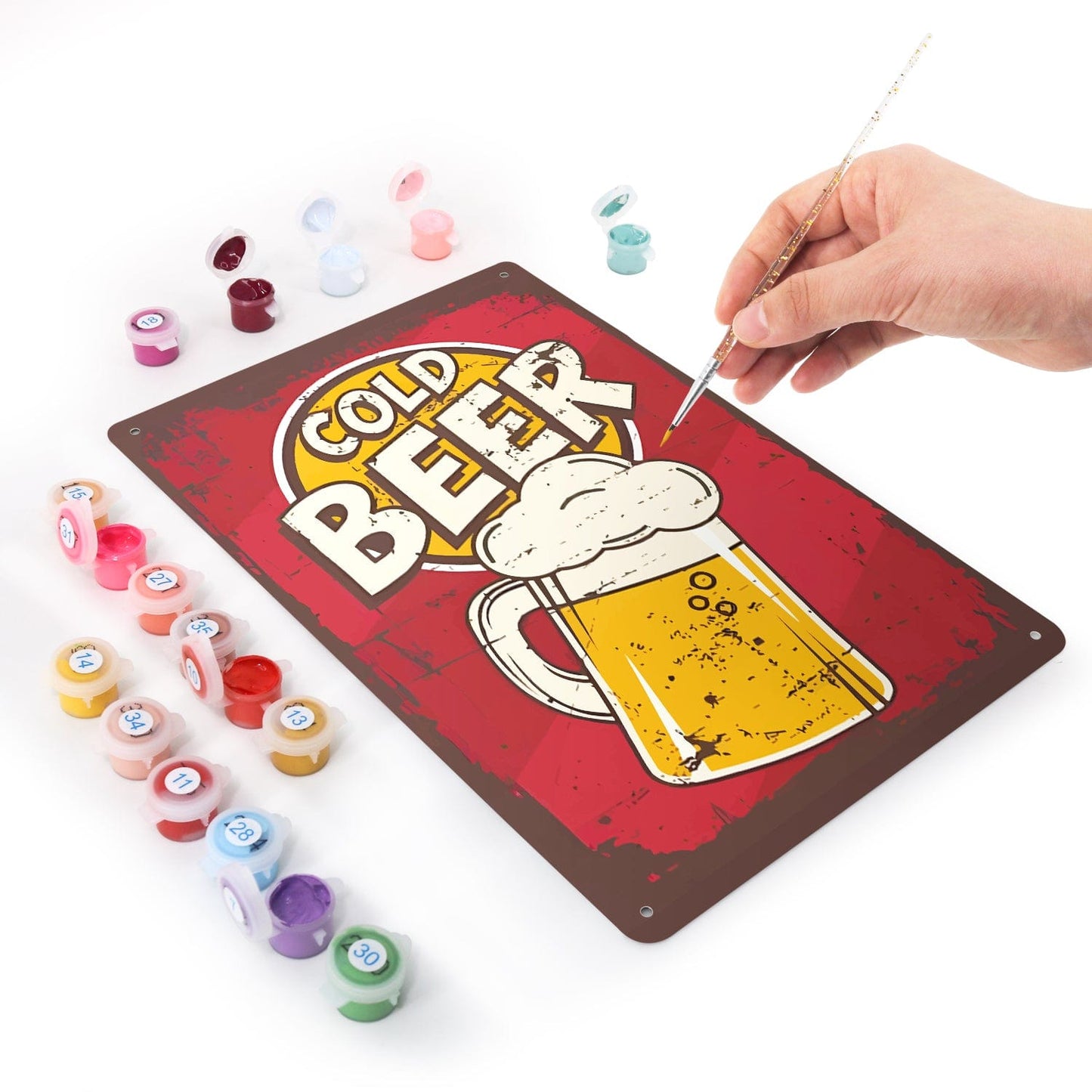 ColourMost™ Metal Bar/Posters Art Paint By Numbers- Cold Beer Classic  #06(20x30cm /7.8"x11.8"）