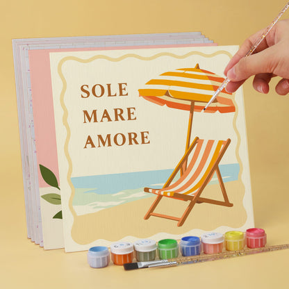 Mini Paint by Numbers Kit - La Dolce Vita ｜6 Canvas Panels