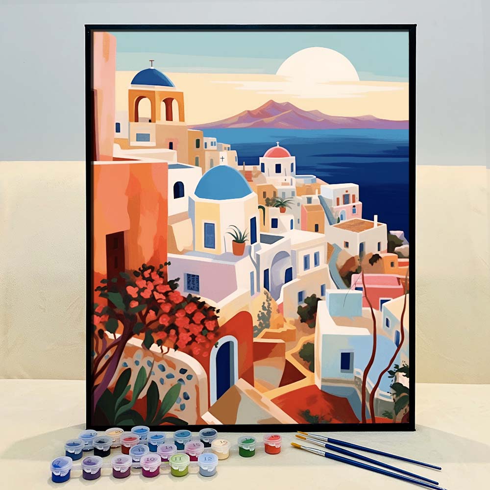 "Santorini, Greece" Series by ColourMost™ #03 - 'Aeonia' | Original Paint by Numbers (16"x20" / 40x50cm) | Also ship to UK, CA, AU, and NZ