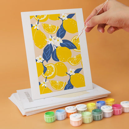 Mini Paint by Numbers Kit - Lemon Dolce ｜6 Canvas Panels