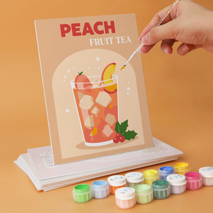 Mini Paint by Numbers Kit - Fruity Sips ｜6 Canvas Panels