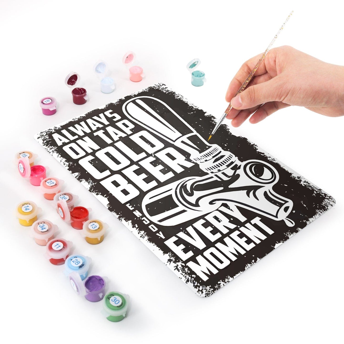 ColourMost™ Metal Bar/Posters Art Paint By Numbers- Cold Beer On Tap #07 (20x30cm /7.8"x11.8"）