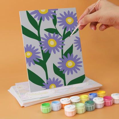 Mini Paint by Numbers Kit - Blooming Patterns ｜6 Canvas Panels