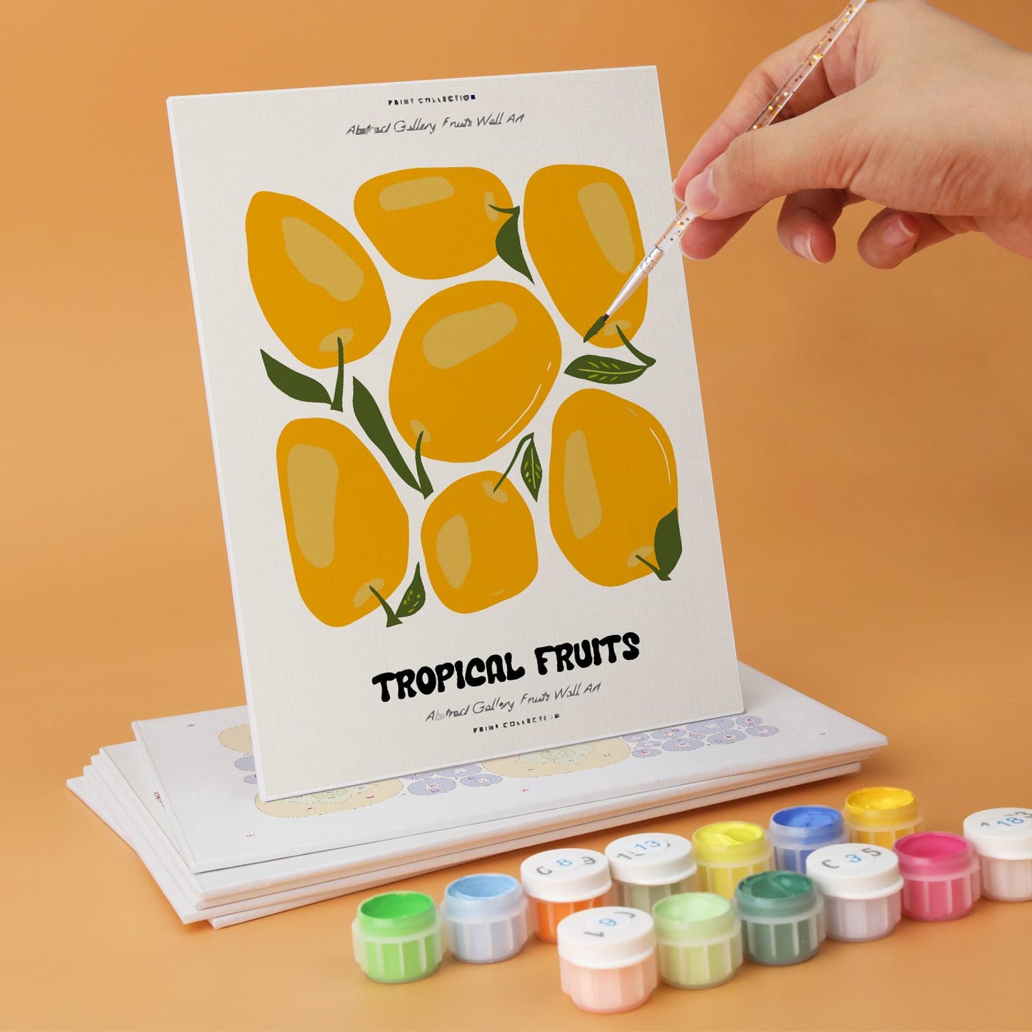 Mini Paint by Numbers Kit – Fruity Vibes | 6 Canvas Panels