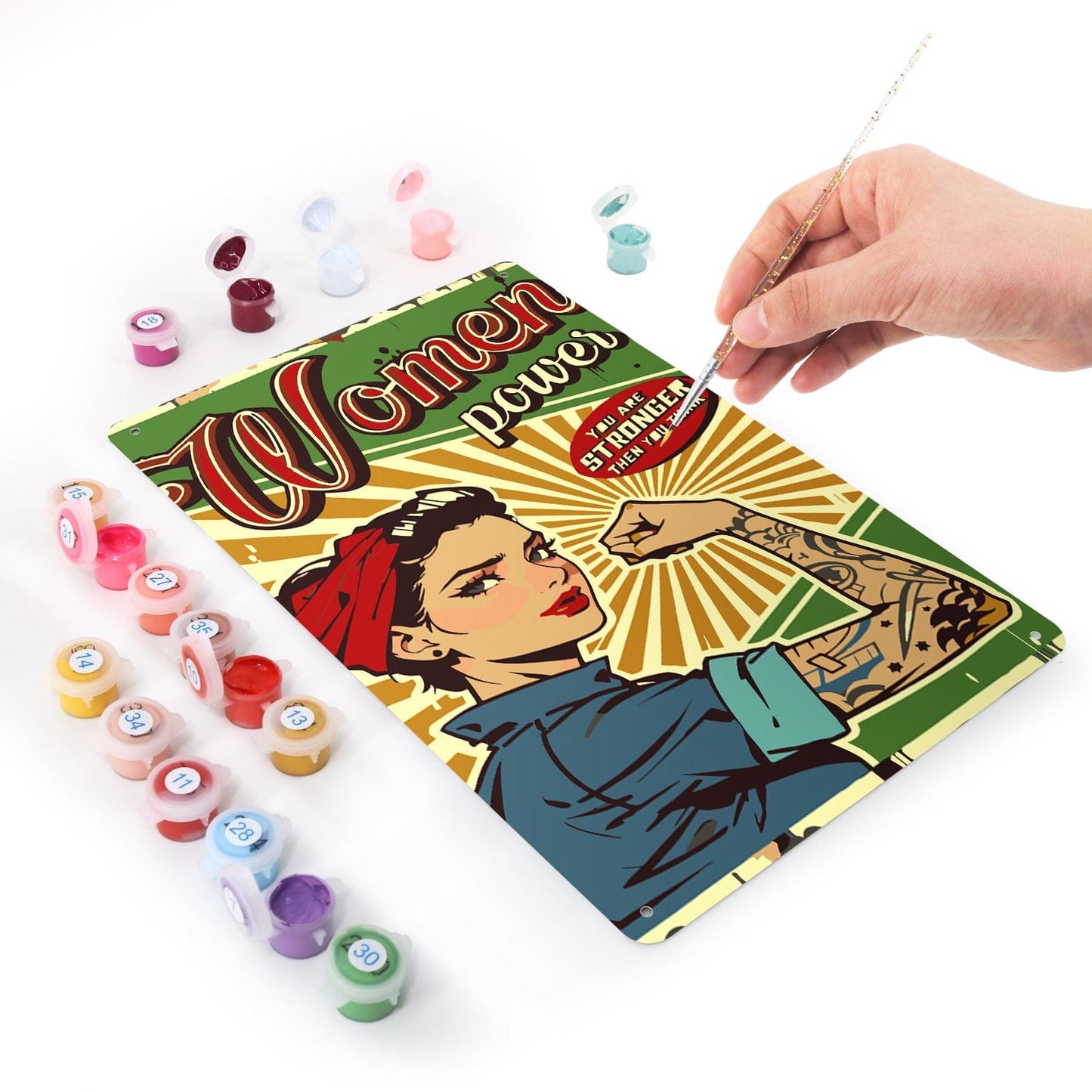 ColourMost™ Metal Bar/Posters Art Paint By Numbers- Women Power #20 (20x30cm /7.8"x11.8"）