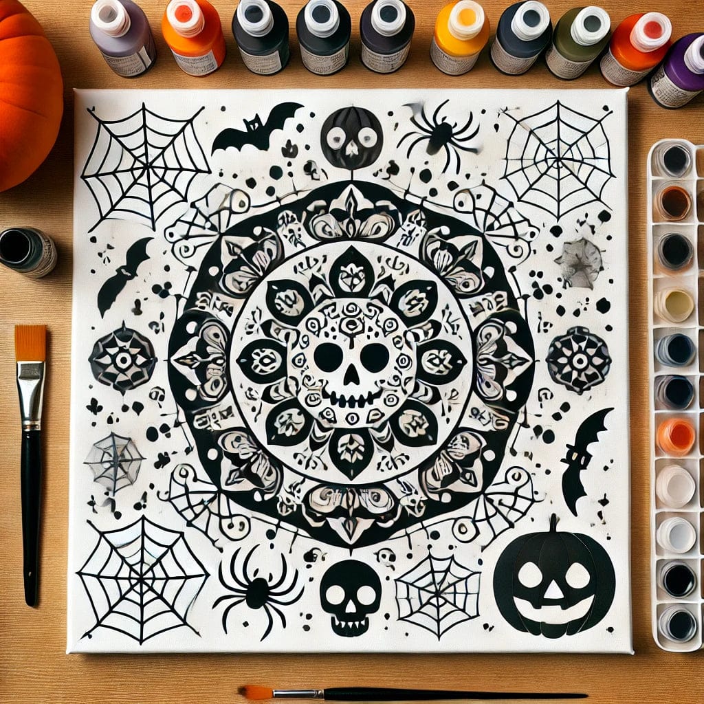 "Serenity Mandalas" Series by ColourMost™ - Halloween #03 | Original Paint by Numbers (16"x16" / 40x40cm)