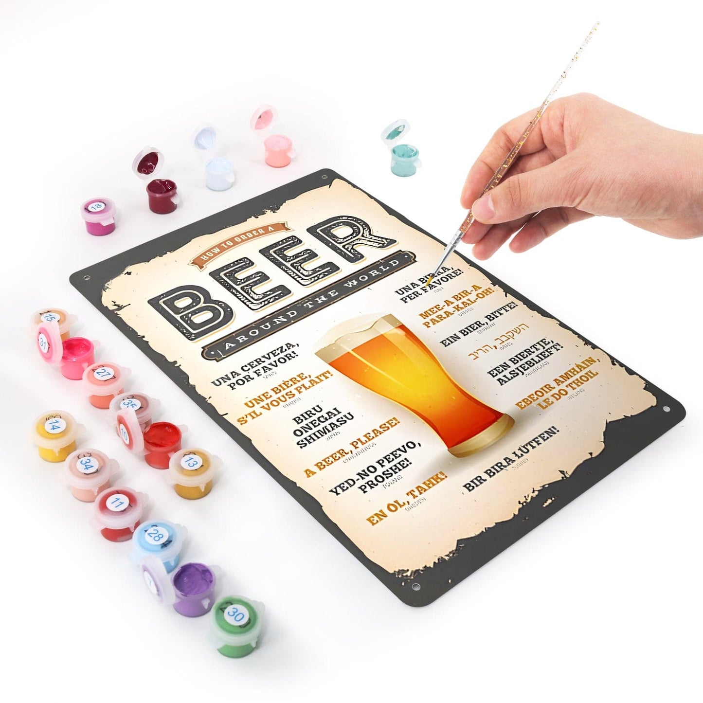 ColourMost™ Metal Bar/Posters Art Paint By Numbers- Beer Please! #01（20x30cm /7.8"x11.8"）
