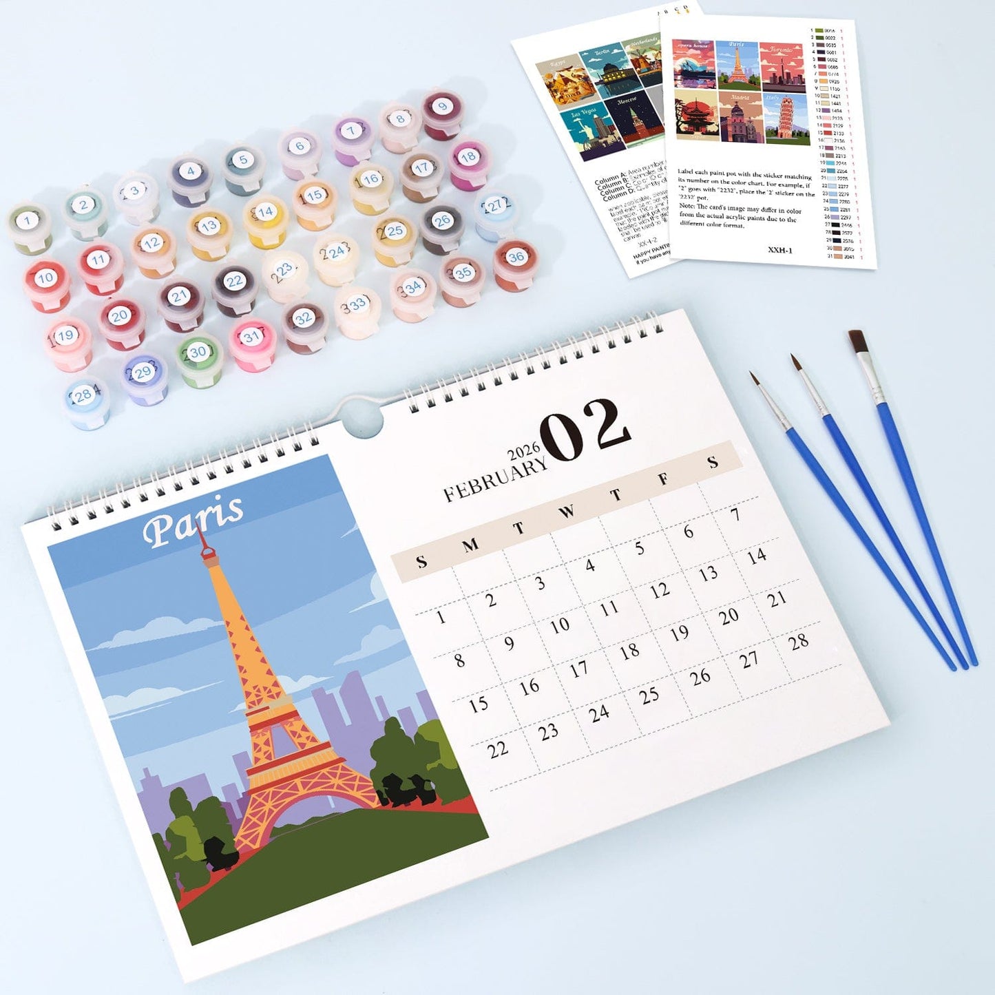 ColourMost™ 2026 Calendar Series – World Scenic Spots / Animal Series /Paint by Numbers(28.3cm x 21cm)