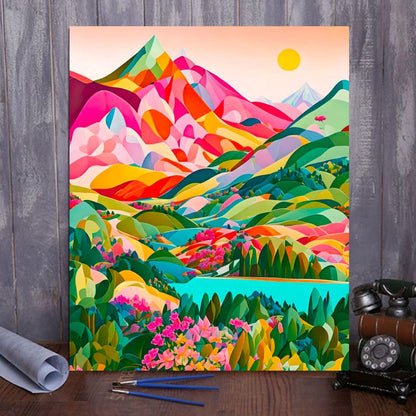 Unleash Creativity with 'Colorful Mountain' Paint by Numbers! Easy Start for Newbies, Zen-Like Relaxation, Ideal Show-Stealing Gift | Also ship to UK, CA, AU, and NZ
