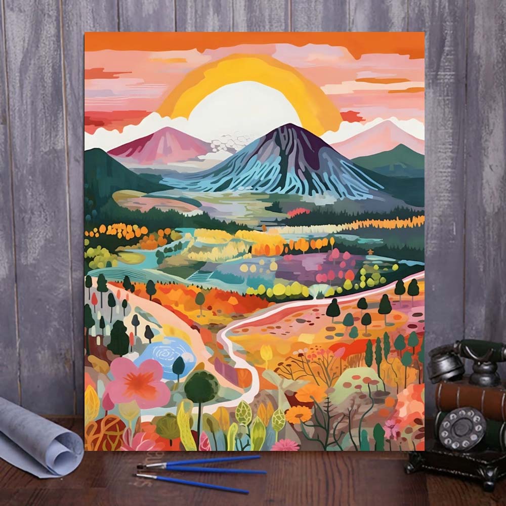 Colorful Mountains Series by ArtVibe™ #02 - 'Ebullience' | Original Paint  by Numbers