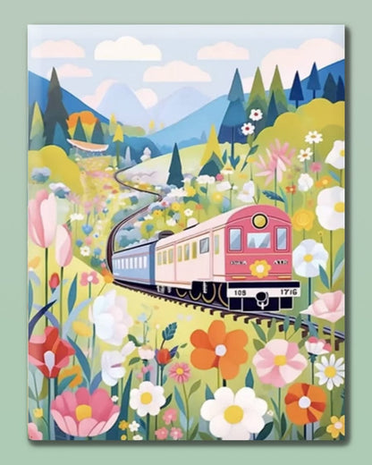 "Floral Train Ride" Series  | 🎨 Paint by Numbers | 💎 Diamond Painting (16"x20" / 40x50cm)