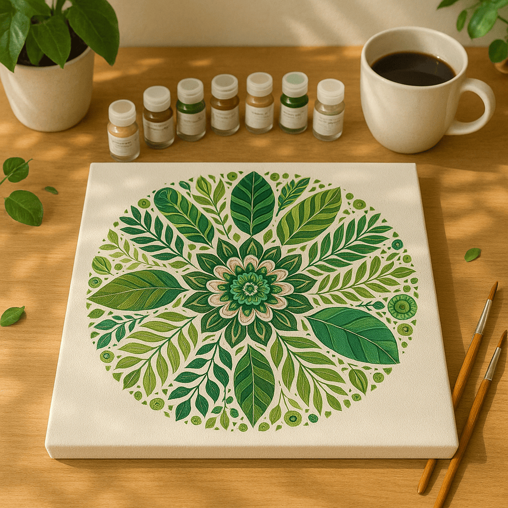 "Serenity Mandalas" Series - Botanical P12#29 | Original Paint by Numbers (40×40cm)