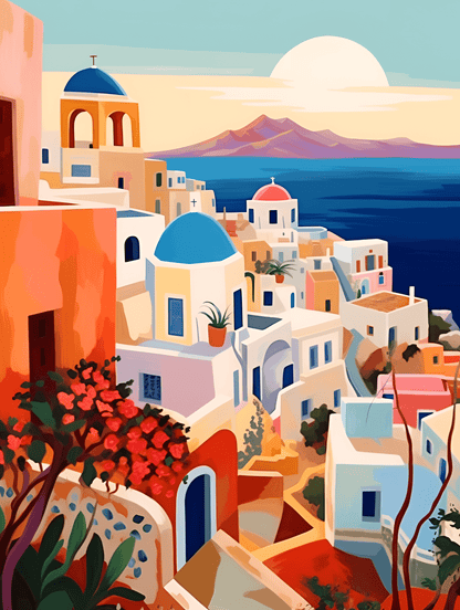 "Santorini, Greece" Series by ColourMost™ #03 - 'Aeonia' | Original Paint by Numbers (16"x20" / 40x50cm) | Also ship to UK, CA, AU, and NZ