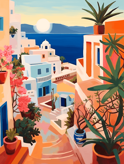 "Santorini, Greece" Series by ColourMost™ #08 - 'Luminara' | Original Paint by Numbers (16"x20" / 40x50cm) | Also ship to UK, CA, AU, and NZ