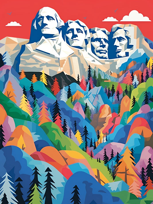 "Colorful Mount Rushmore" Series by ColourMost™ #02 | Original Paint by Numbers