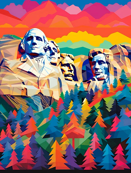 "Colorful Mount Rushmore" Series by ColourMost™ #03 | Original Paint by Numbers
