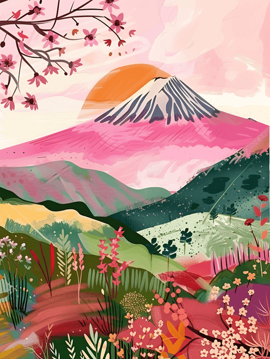 "Colorful Mountain Fuji" Series by ColourMost™ #05 | Original Paint by Numbers (16"x20" / 40x50cm)