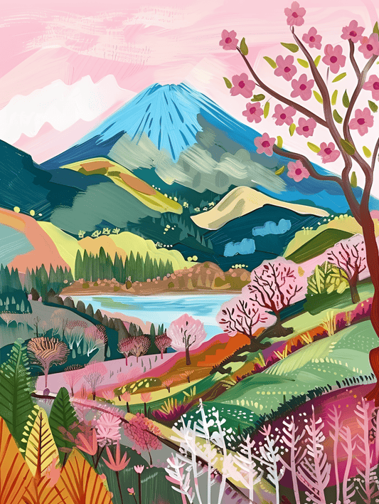 "Colorful Mountain Fuji" Series by ColourMost™ #06 | Original Paint by Numbers (16"x20" / 40x50cm)