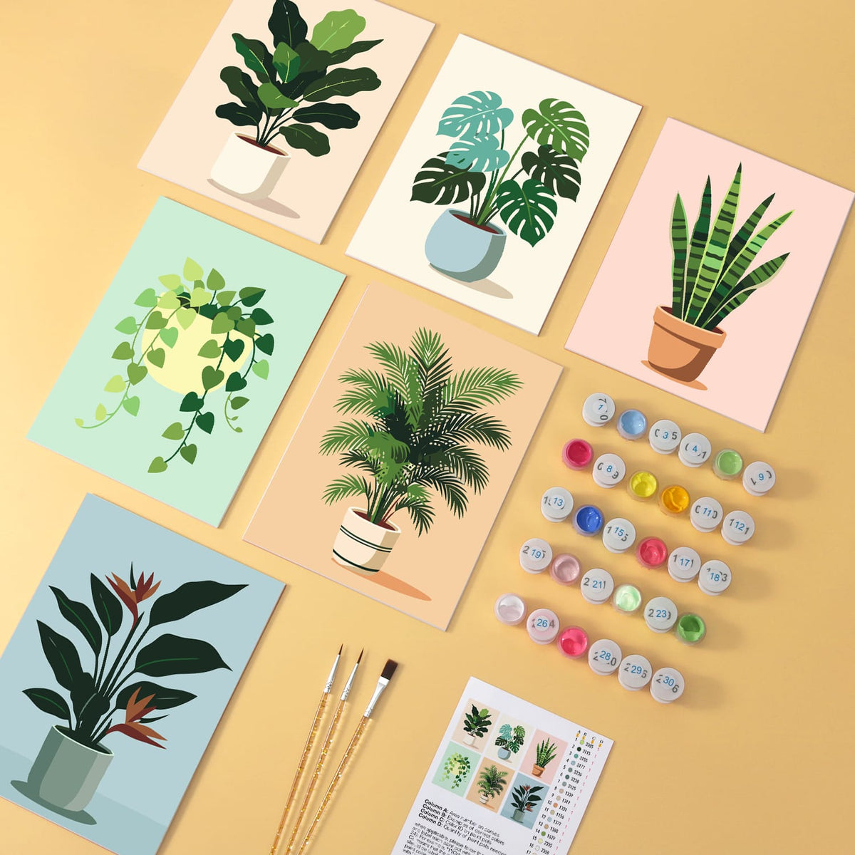 Mini Paint by Numbers Kit - Green Haven ｜6 Canvas Panels
