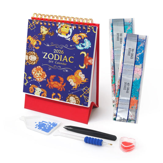 ColourMost™ 2026 Desk Calendar Series – Zodiac Spark /Diamond Painting(19cm x 13.2cm)
