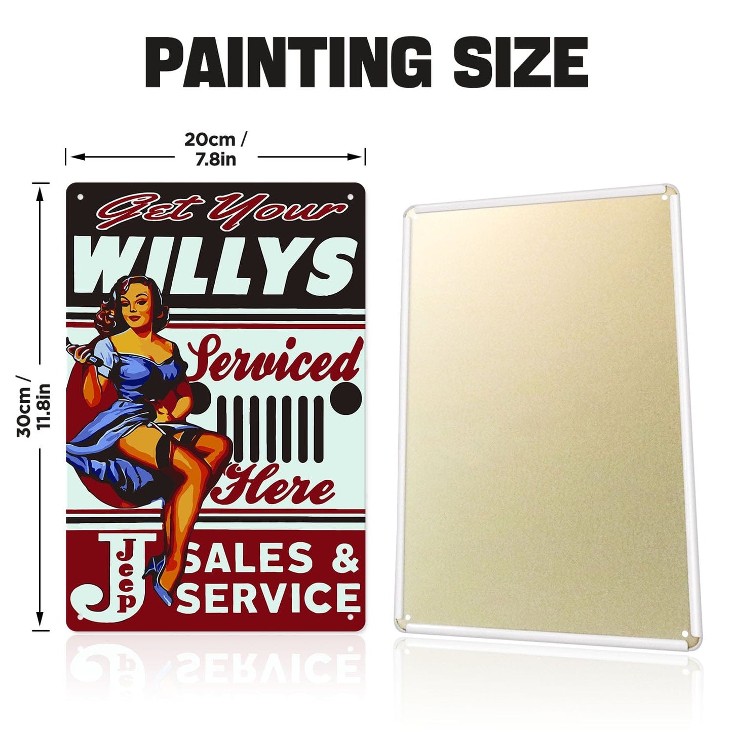 ColourMost™ Metal Bar/Posters Art Paint By Numbers- Get Your Willys Serviced #21 (20x30cm /7.8"x11.8"）